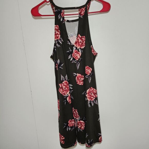 Nine Britton Floral Halter Mini Dress Trapeze Knit Keyhole Back LP Pockets - Picture 4 of 10